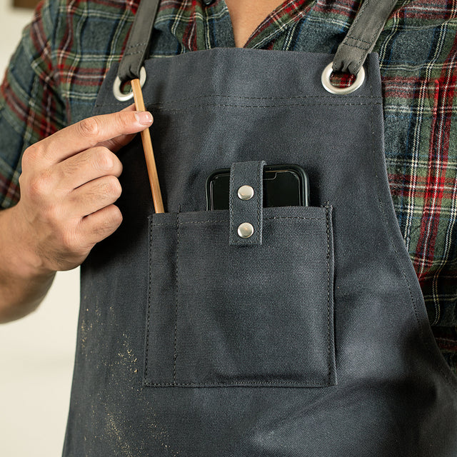 Heavy Duty Waxed Canvas Shop Apron Deluxe Edition (Grey / Slate)