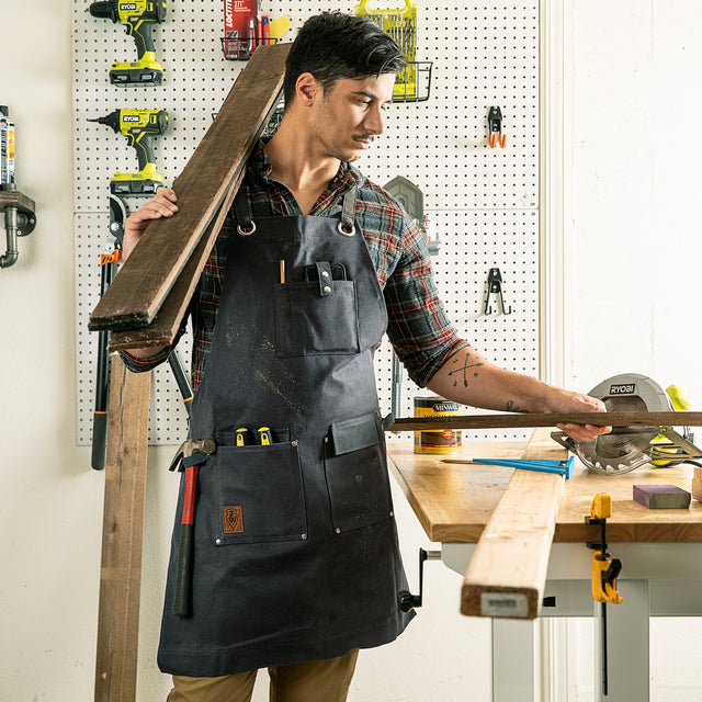 Heavy Duty Waxed Canvas Shop Apron Deluxe Edition (Grey / Slate)