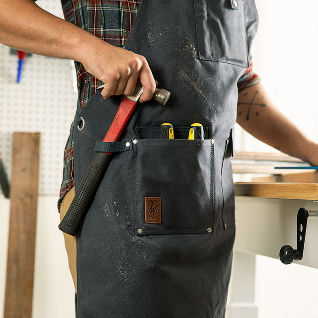 Heavy Duty Waxed Canvas Shop Apron Deluxe Edition (Grey / Slate)